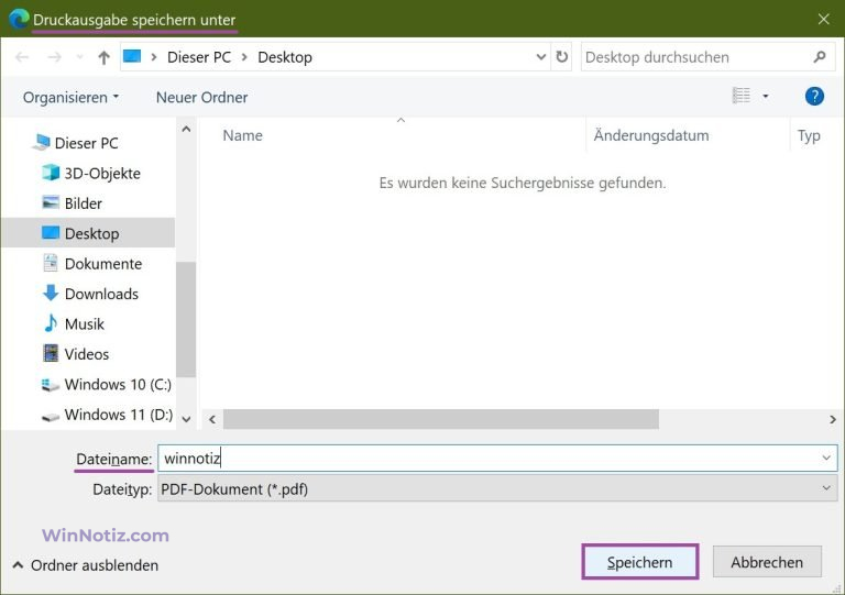 Webseite Als PDF Datei Speichern Microsoft Edge WinNotiz