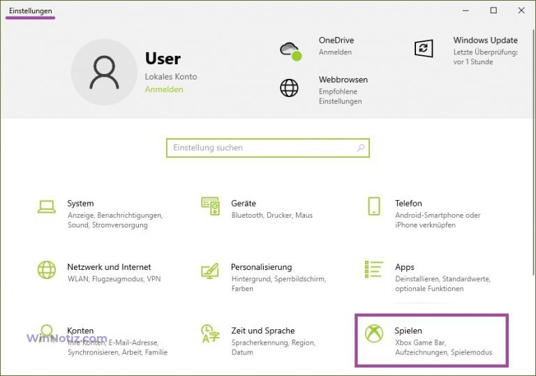 Xbox Game Bar in Windows 10 deaktivieren/aktivieren