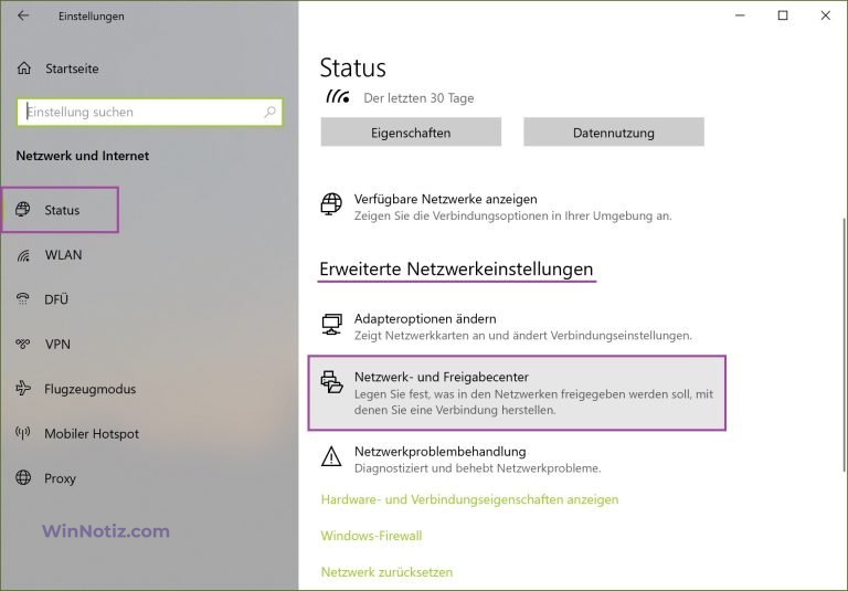 Datei und Drucker in Windows 10 freigeben