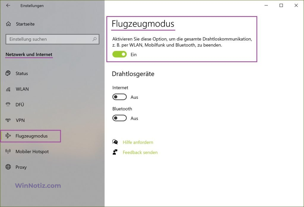 Flugzeugmodus Lässt Sich Nicht Deaktivieren Windows 10 Flugzeugmodus aktivieren oder deaktivieren - Windows 10 - WinNotiz.com