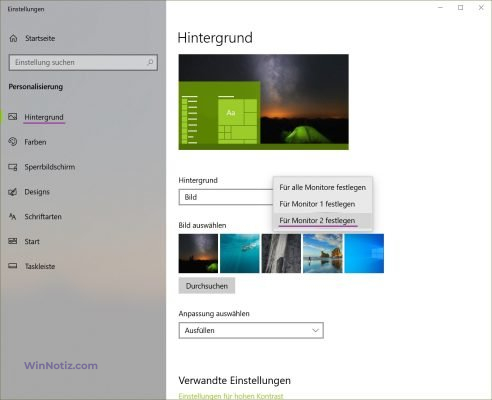 Zweiten Bildschirm in Windows 10 einrichtet - WinNotiz.com