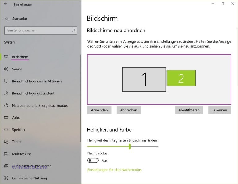 Zweiten Bildschirm in Windows 10 einrichtet - WinNotiz.com