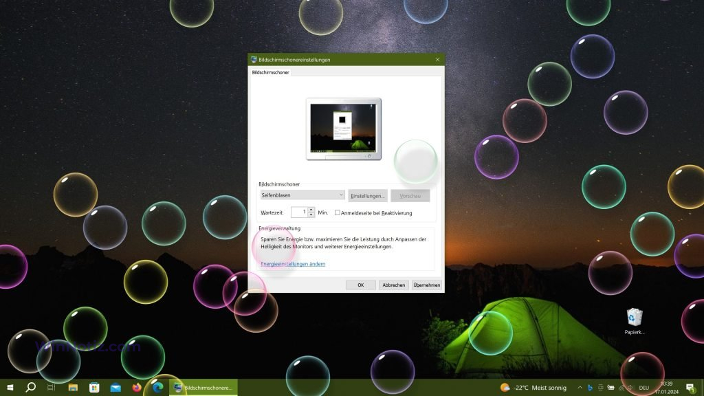 Bildschirmschoner einstellen: Windows 10 - WinNotiz.com