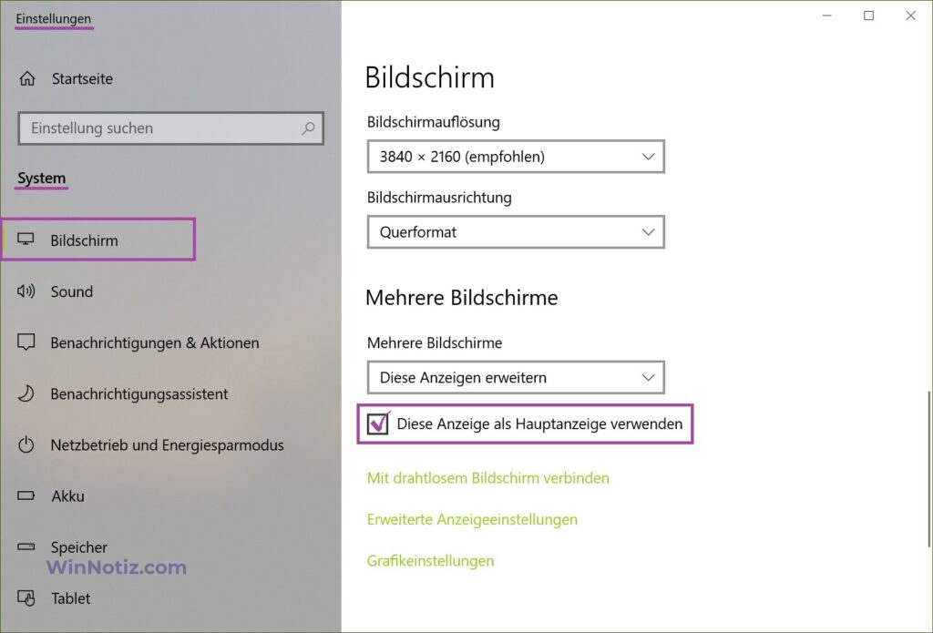 Programm auf einem bestimmten Monitor starten: Windows 10/11 - WinNotiz.com