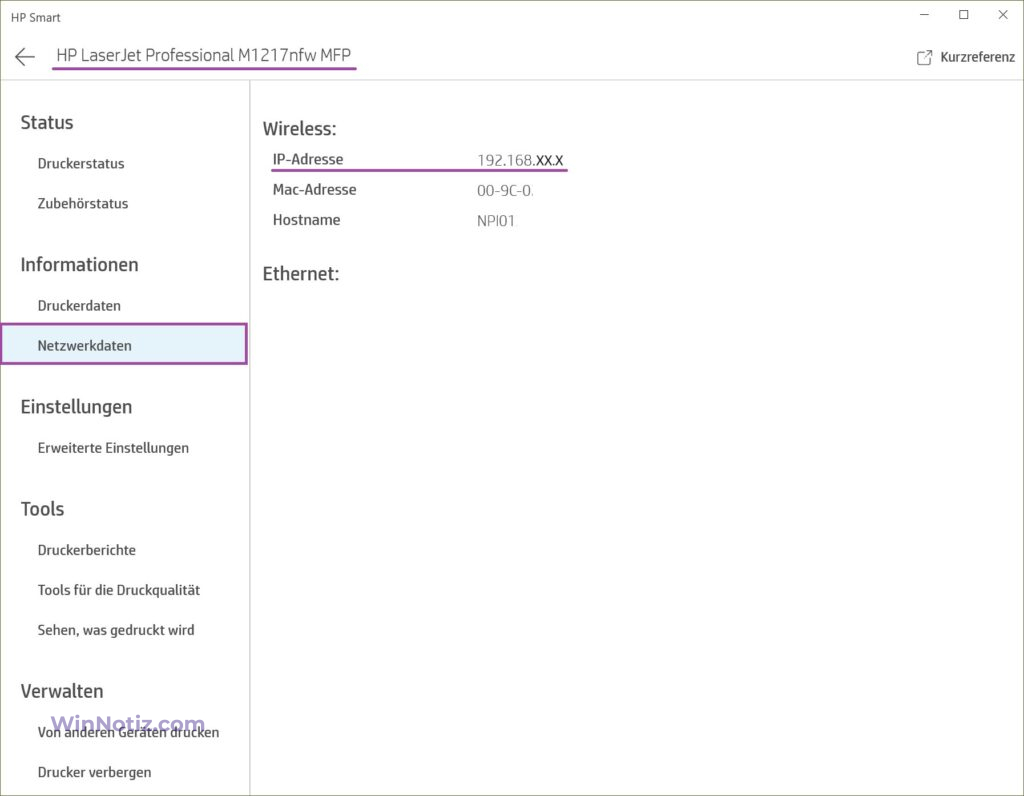 Wie Komme Ich An Die Ip Adresse Meines Druckers winnotiz.com